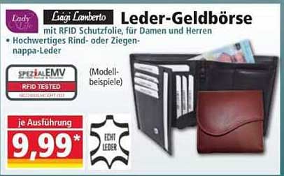 Lady Liagi Lamberto Leder-Geldbörse mit RFID Schutzfolie