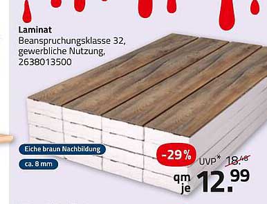 Laminat Eiche braun Nachbildung, Beanspruchungsklasse 32