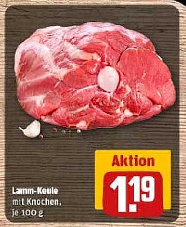Lamm-Keule mit Knochen, je 100 g
