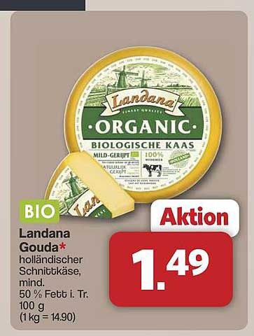 Landana Gouda* holländischer Schnittkäse, mind. 50% Fett i. Tr. 100 g