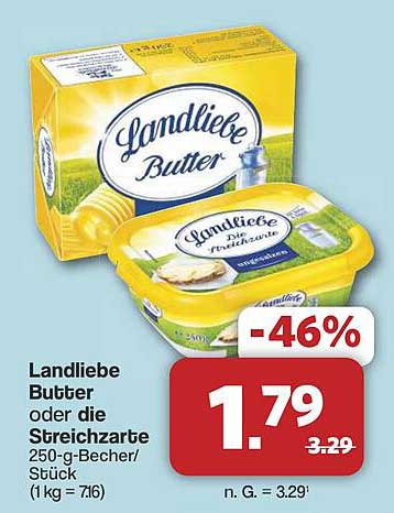 Landliebe Butter oder die Streichzarte 250-g-Becher