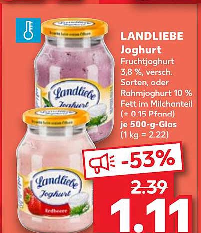 LANDLIEBE Joghurt Fruchtjoghurt 3,8 %, verschiedene Sorten oder Rahmjoghurt 10 % Fett im Milchanteil