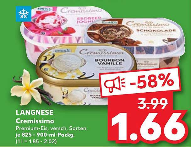 LANGNESE Cremissimo Premium-Eis, verschiedene Sorten 825-900 ml