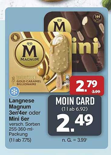 Langnese Magnum 3er/4er oder Mini 6er verschiedene Sorten