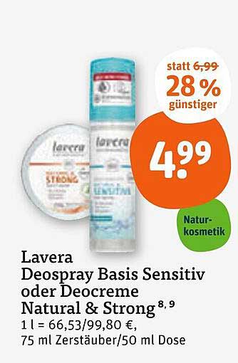 Lavera Deospray Basis Sensitiv oder Deocreme Natural & Strong