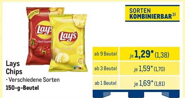 Lays Chips – Verschiedene Sorten im 150-g-Beutel