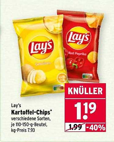 Lay's Kartoffel-Chips - verschiedene Sorten, je 110-150-g-Beutel