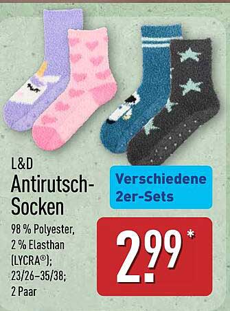L&D Antirutsch-Socken - verschiedene 2er-Sets
