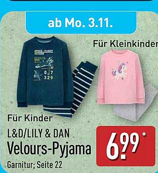 L&D/LILY & DAN Velours-Pyjama für Kinder