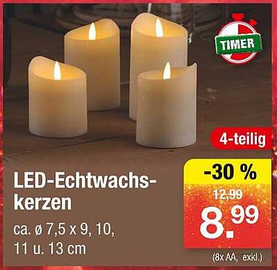 LED-Echtwachskerzen - 4-teilig
