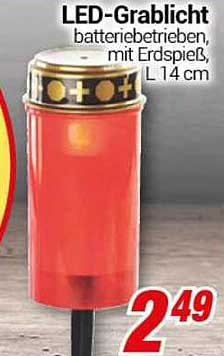 LED-Grablicht - batteriebetrieben, mit Erdspeiẞ, L 14 cm
