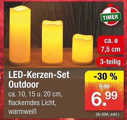 LED-Kerzen-Set Outdoor - 3-teilig