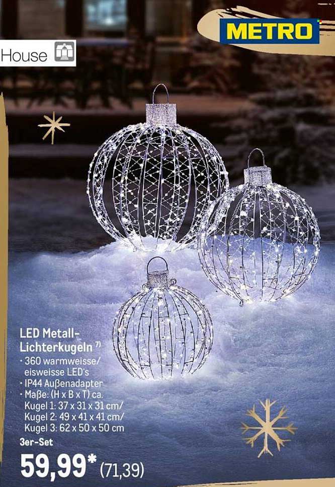 LED Metall-Lichterkugeln 3er-Set