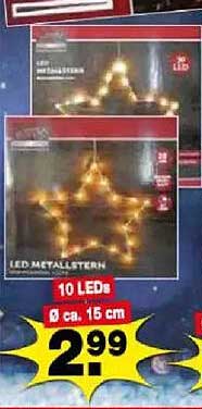 LED Metallstern mit 10 LEDs, ca. 15 cm