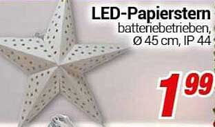 LED-Papierstern batterie betrieben, Ø 45 cm, IP 44