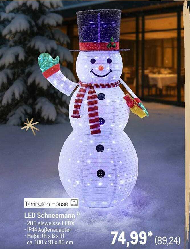 LED Schneemann mit 200 eiskalten LEDs