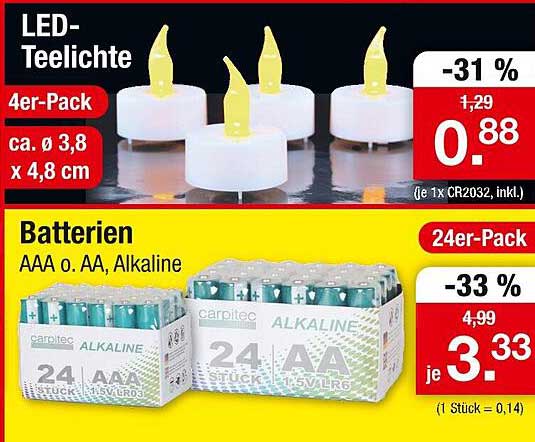 LED-Teelichte 4er-Pack