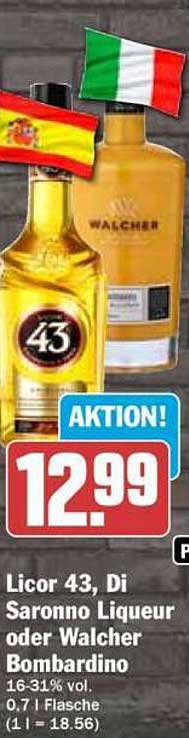 Licor 43, Di Saronno Liqueur oder Walcher Bombardino