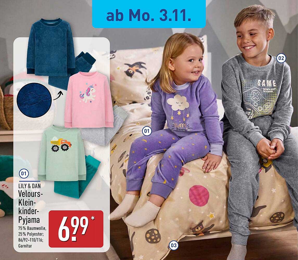 LILY & DAN Velours-Kinderpyjama