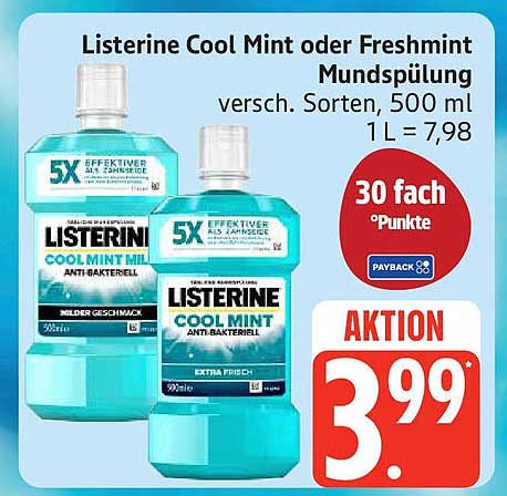 Listerine Cool Mint oder Freshmint Mundspülung 500 ml