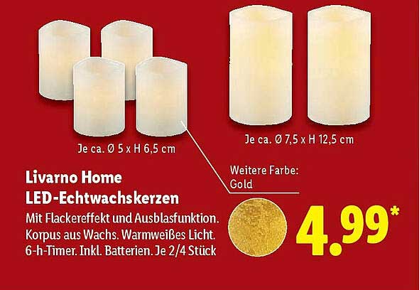 Livorno Home LED-Echtwachskerzen