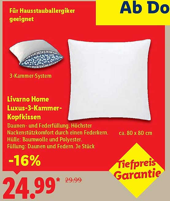 Livorno Home Luxus-3-Kammer-Kopfkissen