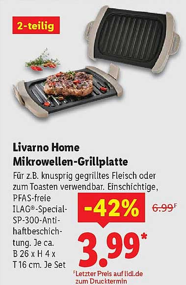 Livorno Home Mikrowellen-Grillplatte 2-teilig