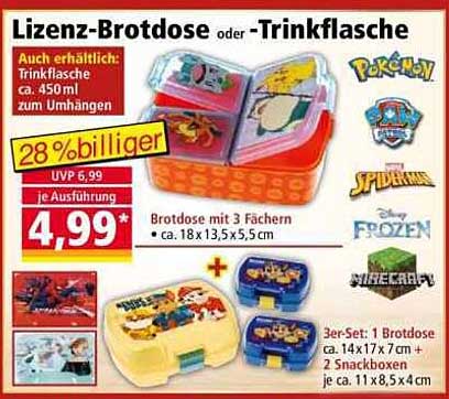 Lizenz-Brotdose oder Trinkflasche - 28% günstiger!