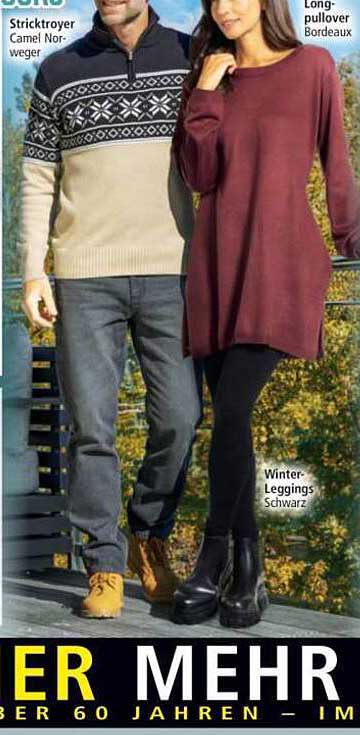 Long-pullover Bordeaux und Winter-Leggings Schwarz