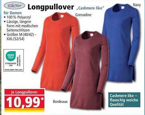 Longpullover 'Cashmere like' für Damen