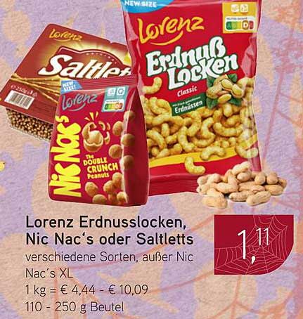 Lorenz Erdnusslocken, Nic Nac's oder Saltletts – verschiedene Sorten, außer Nic Nac's XL