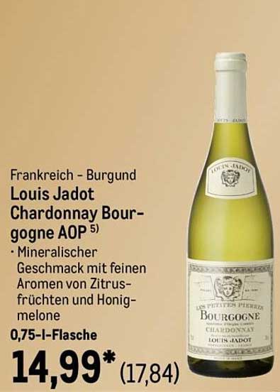 Louis Jadot Chardonnay Bourgogne AOP 0,75 l-Flasche