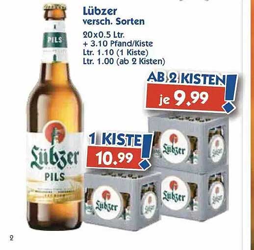 Lübzer Pils – verschiedene Sorten, 20x0.5 Ltr.