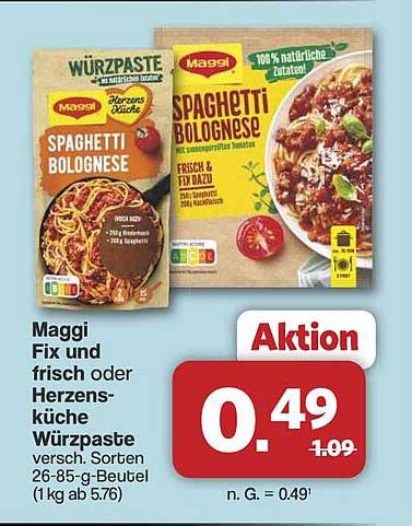 Maggi Fix und frisch oder Herzensküche Würzpaste