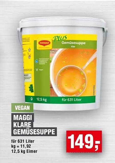 MAGGI KLARE GEMÜSESUPPE 12,5 kg - für 631 Liter