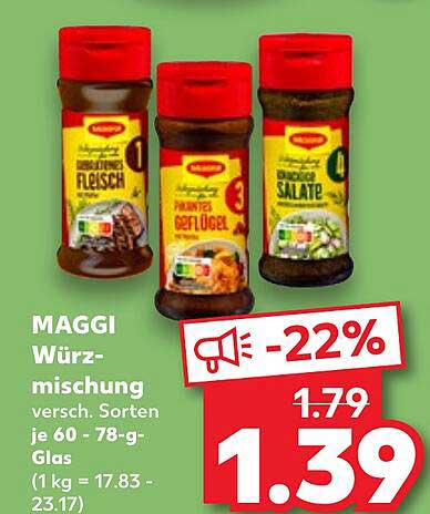 MAGGI Würzmischung verschiedene Sorten je 60 - 78-g-Glas