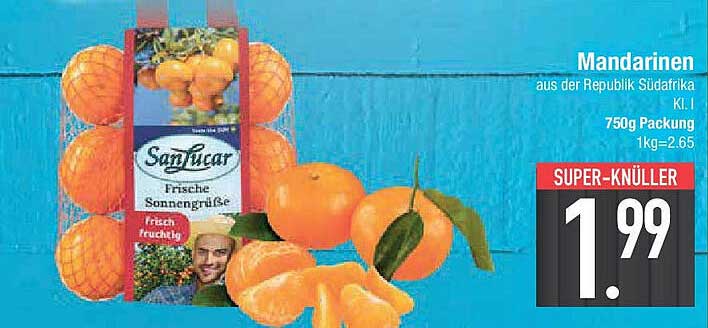 Mandarinen aus der Republik Südafrika K.I. 750g Packung