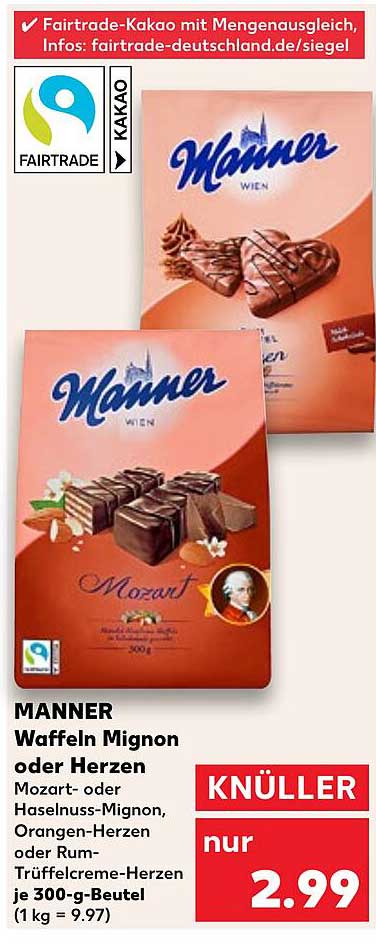 MANNER Waffeln Mignon oder Herzen - 300-g-Beutel