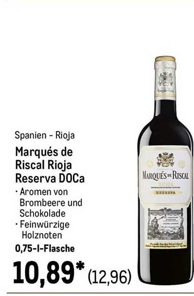 Marqués de Riscal Rioja Reserva DOCa 0,75 l-Flasche