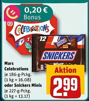 Mars Celebrations oder Snickers Minis - Aktionspreis!