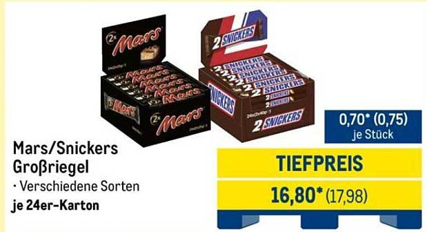 Mars/Snickers Großriegel im 24er-Karton