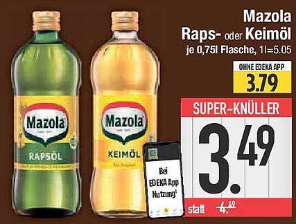 Mazola Raps- oder Keimöl 0,75l Flasche