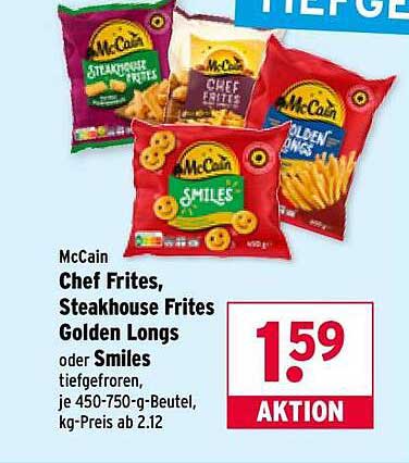 McCain Chef Frites, Steakhouse Frites, Golden Longs oder Smiles