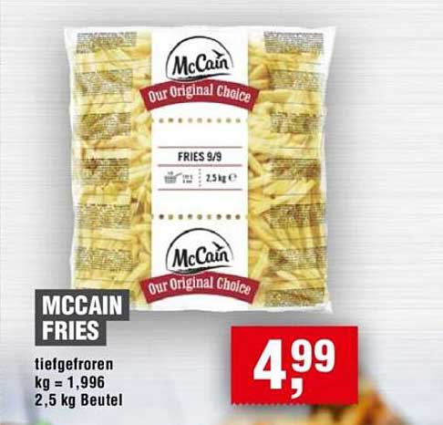 McCain Fries 9/9 - Tiefgefrorene Pommes Frites 2,5 kg