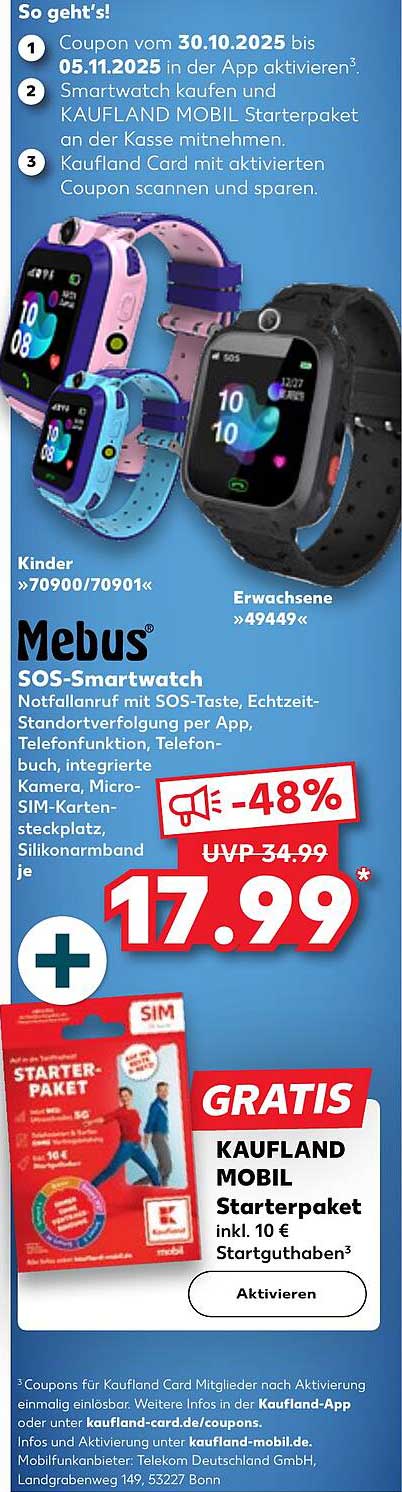 Mebus® SOS-Smartwatch - Nur für kurze Zeit reduzieren!