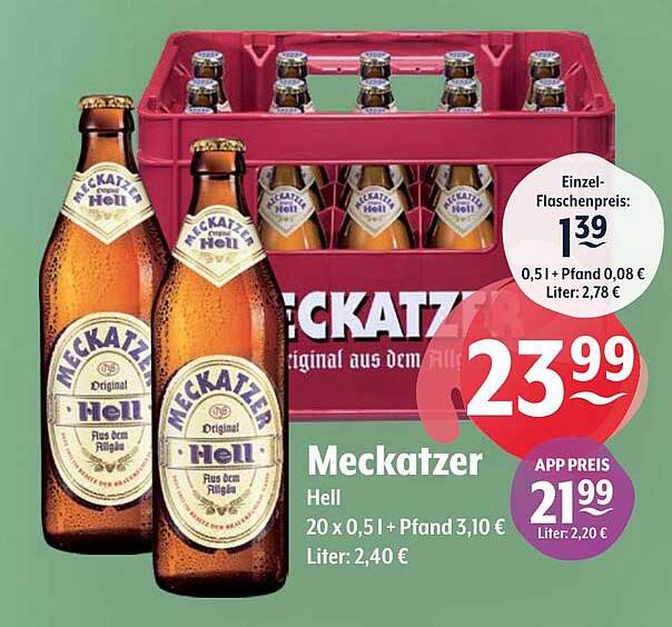 Meckatzer Hell 20 x 0,5l Kasten