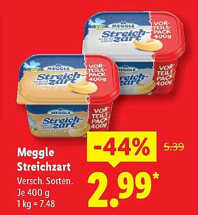 Meggle Streichzart - Verschiedene Sorten 400 g