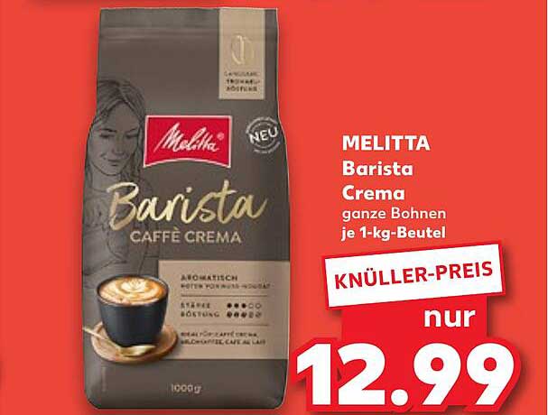 MELITTA Barista Crema ganze Bohnen je 1-kg-Beutel
