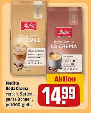 Melitta Bella Crema ganze Bohnen, 1000-g-Btl.