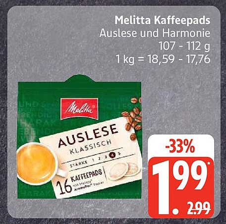 Melitta Kaffeepads Auslese und Harmonie